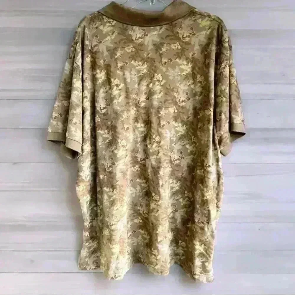 Eddie Bauer Classic Field Pro Short Sleeve Polo Shirt Mens 2XL Green Floral - Picture 2 of 8